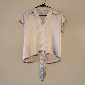 Rachel Zoe Ivory Satin Tie-Front Shirt